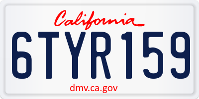 CA license plate 6TYR159