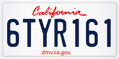 CA license plate 6TYR161