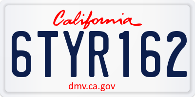 CA license plate 6TYR162