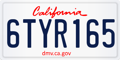 CA license plate 6TYR165