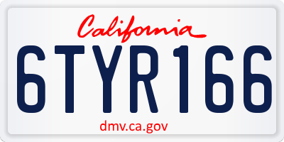 CA license plate 6TYR166
