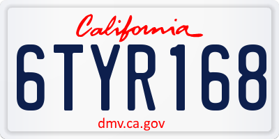 CA license plate 6TYR168
