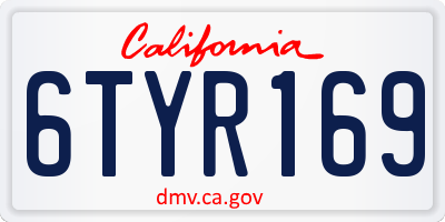 CA license plate 6TYR169