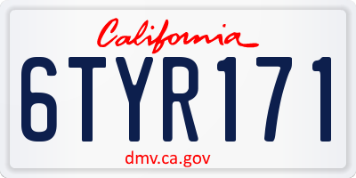 CA license plate 6TYR171