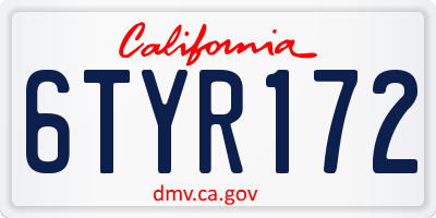 CA license plate 6TYR172