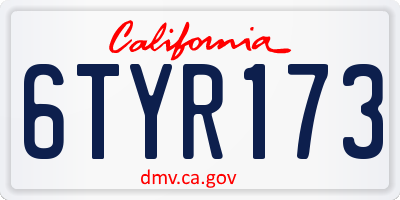 CA license plate 6TYR173