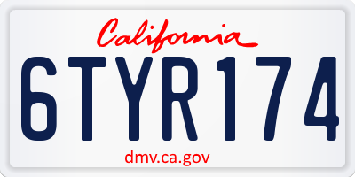 CA license plate 6TYR174