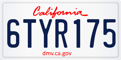 CA license plate 6TYR175