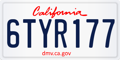 CA license plate 6TYR177
