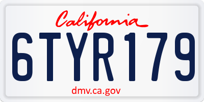 CA license plate 6TYR179