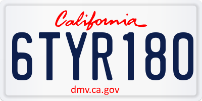 CA license plate 6TYR180