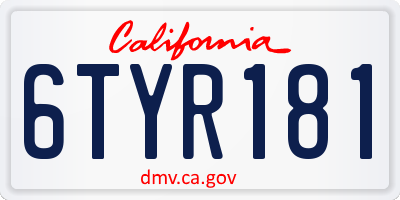 CA license plate 6TYR181