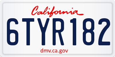 CA license plate 6TYR182