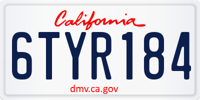 CA license plate 6TYR184