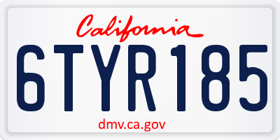 CA license plate 6TYR185