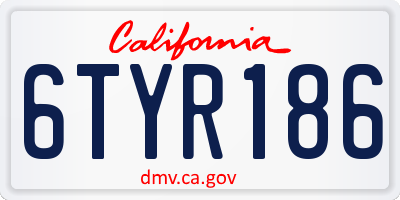 CA license plate 6TYR186