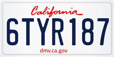CA license plate 6TYR187