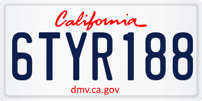 CA license plate 6TYR188