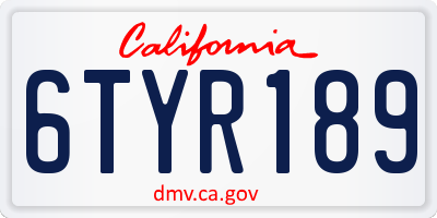 CA license plate 6TYR189