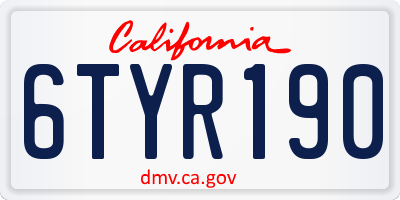 CA license plate 6TYR190