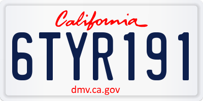 CA license plate 6TYR191