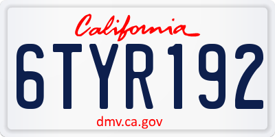 CA license plate 6TYR192