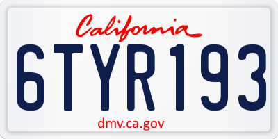 CA license plate 6TYR193