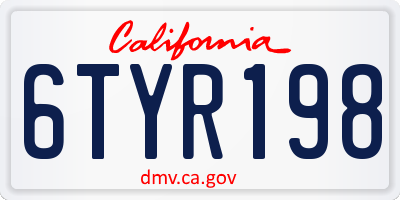CA license plate 6TYR198