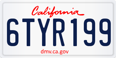 CA license plate 6TYR199