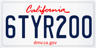 CA license plate 6TYR200