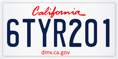 CA license plate 6TYR201