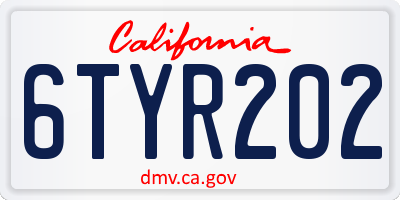 CA license plate 6TYR202