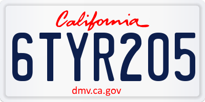 CA license plate 6TYR205