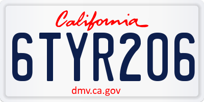 CA license plate 6TYR206
