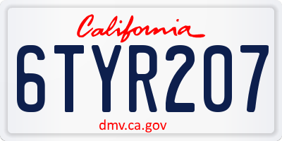CA license plate 6TYR207