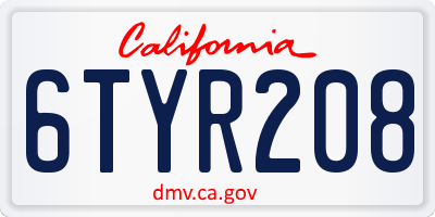 CA license plate 6TYR208