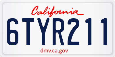 CA license plate 6TYR211