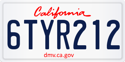 CA license plate 6TYR212