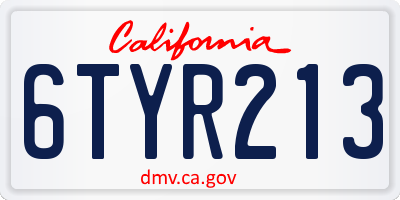 CA license plate 6TYR213