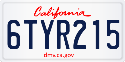 CA license plate 6TYR215