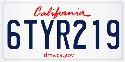 CA license plate 6TYR219