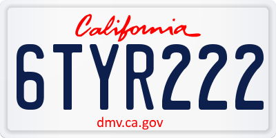 CA license plate 6TYR222