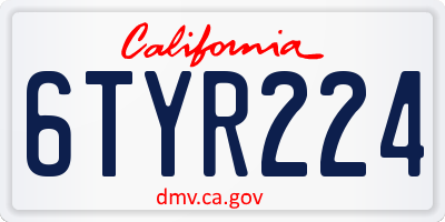 CA license plate 6TYR224