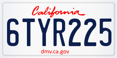 CA license plate 6TYR225