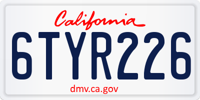 CA license plate 6TYR226