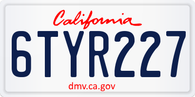 CA license plate 6TYR227