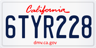CA license plate 6TYR228