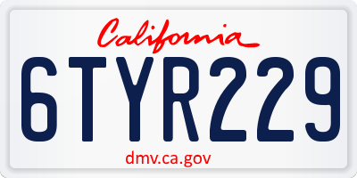 CA license plate 6TYR229