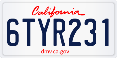 CA license plate 6TYR231