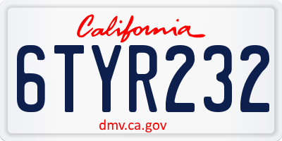 CA license plate 6TYR232